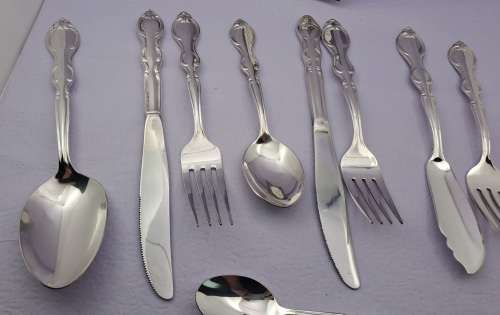 Vintage unused 112pc EM-ESS Silver Plated Cutlery set (very High Quality) in wooden box 12 of each