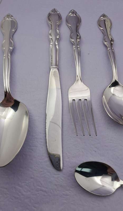 Vintage unused 112pc EM-ESS Silver Plated Cutlery set (very High Quality) in wooden box 12 of each