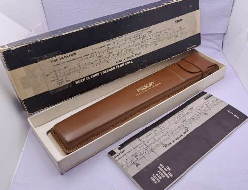 Rare Vintage FOXBORO Flow and Valve Rule in Leather Case -Boxed with Instruction book