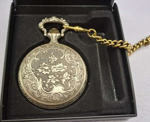 Vintage Jean Pierre Swiss made Quartz Pocket watch with pewter Case- working