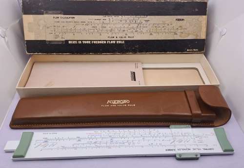 Rare Vintage FOXBORO Flow and Valve Rule in Leather Case -Boxed with Instruction book