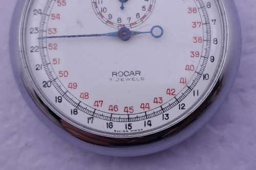 Vintage Rocar Swiss Made Stop Watch -Working 50mm in Diameter-Back Cover Engraved