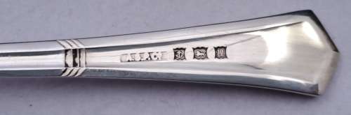 1944 Sterling Silver Hallmarked Christening Cutlery set -Boxed - excellent-Berlingham England.