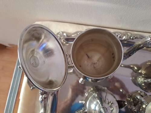 5 pc Antique /Vintage EPNS silver plated set Tray,Coffee pot, Teapot sugar bowl and Creamer