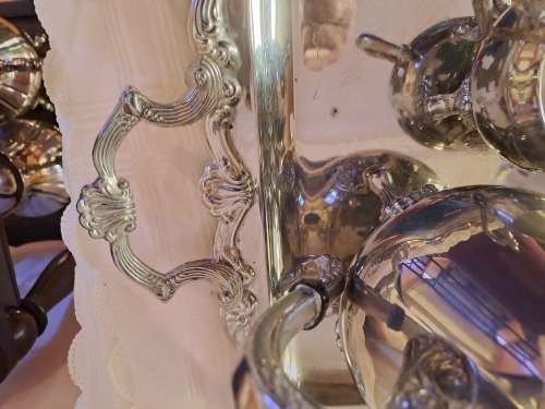 5 pc Antique /Vintage EPNS silver plated set Tray,Coffee pot, Teapot sugar bowl and Creamer