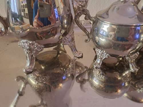 5 pc Antique /Vintage EPNS silver plated set Tray,Coffee pot, Teapot sugar bowl and Creamer