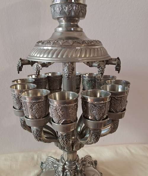 A Large Vintage 13 Cup Silverplate Kiddush Wine Fountain standing 460mm tall