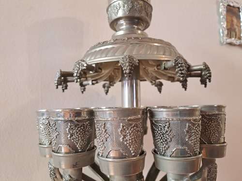 A Large Vintage 13 Cup Silverplate Kiddush Wine Fountain standing 460mm tall