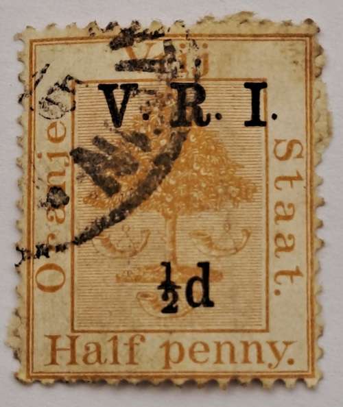 1890-1891 Orange Frij Staat- Half Penny-Orange River Colony-V.R.I overprint-used