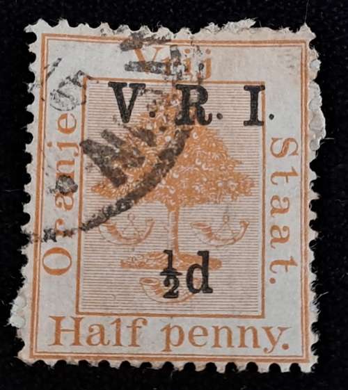 1890-1891 Orange Frij Staat- Half Penny-Orange River Colony-V.R.I overprint-used