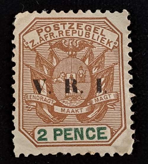 1895 Postzegel -2 Pence-Zuid Afrikaanse republiek-V.R.I overprint-Unused