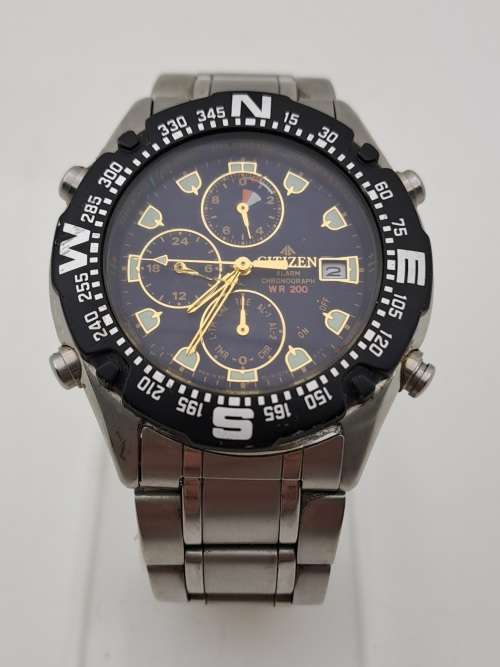 Pre-owned Citizen Promaster WR200 Alarm Chronograph Mens Quartz watch -Working