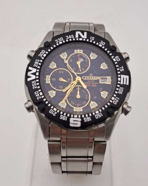 Pre-owned Citizen Promaster WR200 Alarm Chronograph Mens Quartz watch -Working