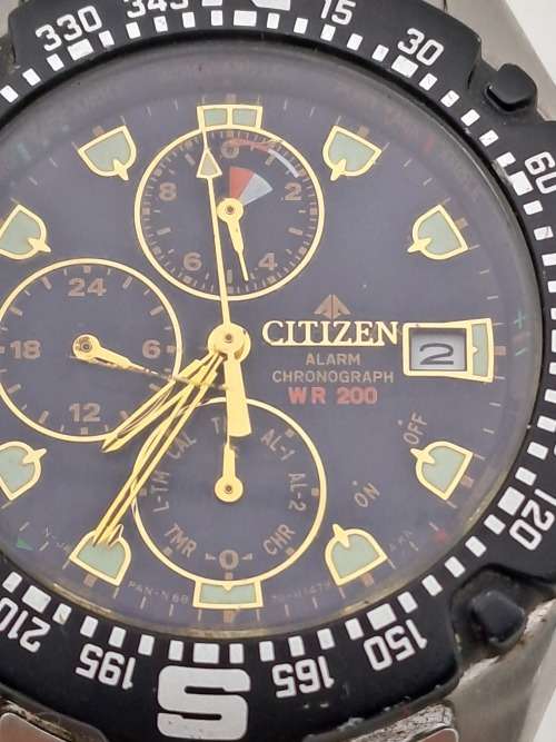 Pre-owned Citizen Promaster WR200 Alarm Chronograph Mens Quartz watch -Working