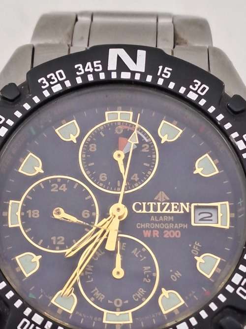 Pre-owned Citizen Promaster WR200 Alarm Chronograph Mens Quartz watch -Working