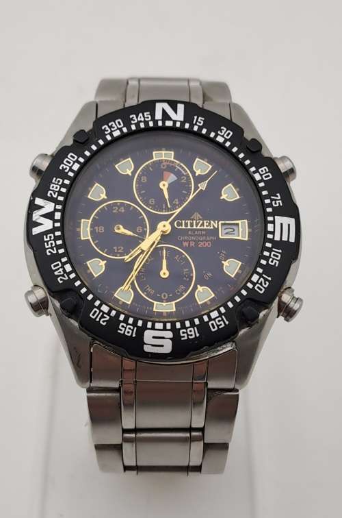 Pre-owned Citizen Promaster WR200 Alarm Chronograph Mens Quartz watch -Working
