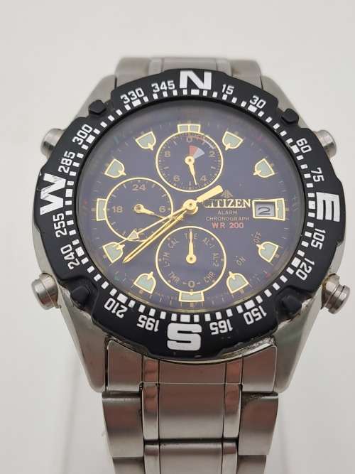 Pre-owned Citizen Promaster WR200 Alarm Chronograph Mens Quartz watch -Working