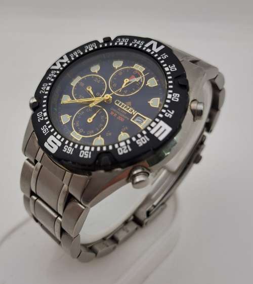 Pre-owned Citizen Promaster WR200 Alarm Chronograph Mens Quartz watch -Working