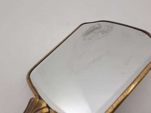 Vintage/Antique Embroidered  dressing Table Mirror (Brass Plating coming off)