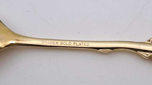 6 x 24ct Gold Plated Eetrite Braber Teaspoons still in Box 130mm