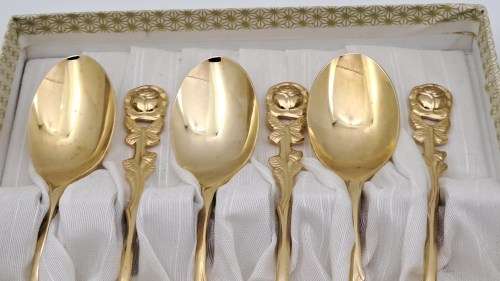 6 x 24ct Gold Plated Eetrite Braber Teaspoons still in Box 130mm