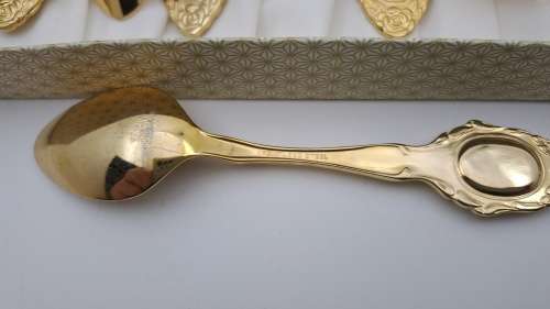 12pc - 24ct Gold Plated Eetrite Tea spoons and Cake forks in box 130mm(Nice with Royal Albert)