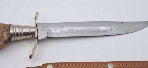 Vintage German Made Solingin knife with deer foot handle in Leather sheath (Krugerpark )