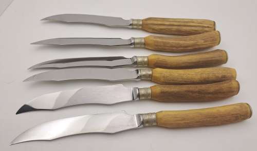 Antique 12pc Joseph Rodgers Staghorn Handle Steak Knife and forks -Boxed see condition