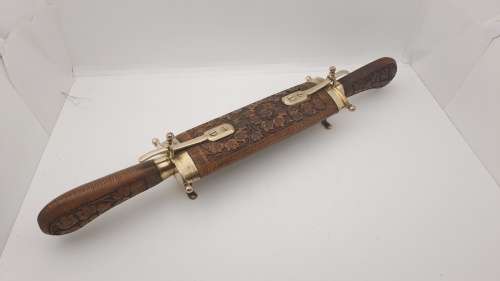 Antique Indian Carving set -in Ornate Hardwood and Brass Case