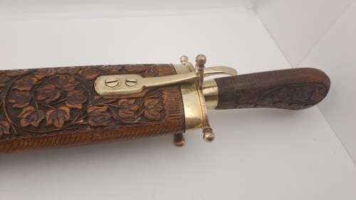 Antique Indian Carving set -in Ornate Hardwood and Brass Case
