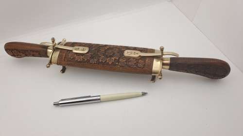 Antique Indian Carving set -in Ornate Hardwood and Brass Case