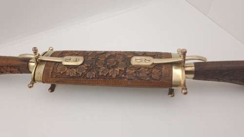 Antique Indian Carving set -in Ornate Hardwood and Brass Case