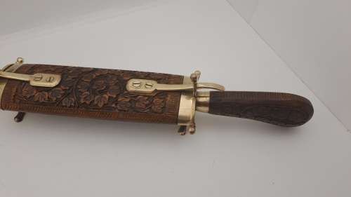Antique Indian Carving set -in Ornate Hardwood and Brass Case