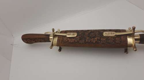 Antique Indian Carving set -in Ornate Hardwood and Brass Case
