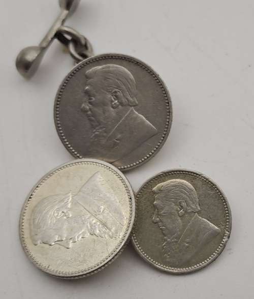 2 Antique 1800`s Z.A.R Coin Cufflinks -2 x Silver Sixpence and 1 x Silver 3 Pence