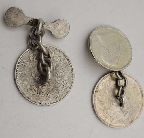 2 Antique 1800`s Z.A.R Coin Cufflinks -2 x Silver Sixpence and 1 x Silver 3 Pence