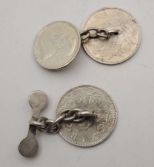2 Antique 1800`s Z.A.R Coin Cufflinks -2 x Silver Sixpence and 1 x Silver 3 Pence