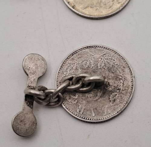 2 Antique 1800`s Z.A.R Coin Cufflinks -2 x Silver Sixpence and 1 x Silver 3 Pence