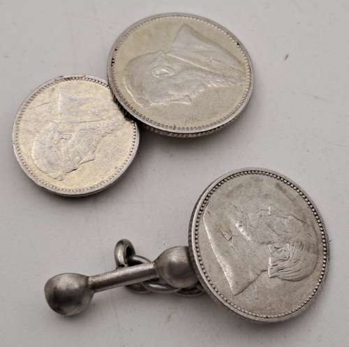 2 Antique 1800`s Z.A.R Coin Cufflinks -2 x Silver Sixpence and 1 x Silver 3 Pence
