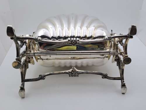 Antique/Vintage SilverPlate English Fold clam shell bun warmer biscuit box