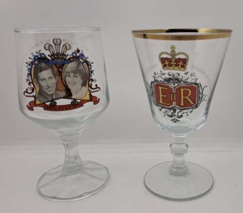 Vintage Royal Wedding 1981 and Queen Elizabeth Silver Jubilee Glasses