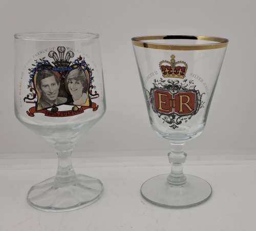 Vintage Royal Wedding 1981 and Queen Elizabeth Silver Jubilee Glasses