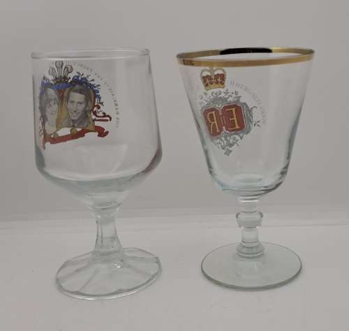 Vintage Royal Wedding 1981 and Queen Elizabeth Silver Jubilee Glasses