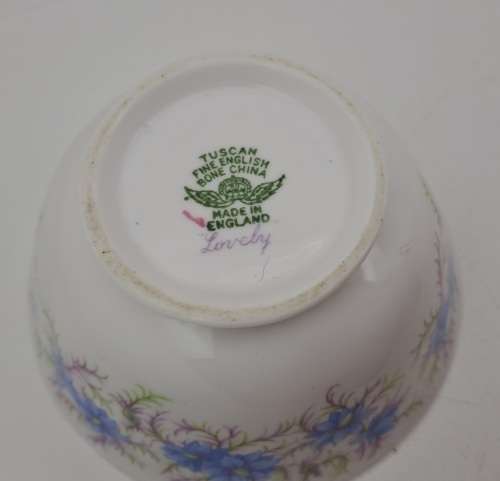 Antique  Tuscan Fine English bone China `Lovely` Greamer and Sugar Bowl