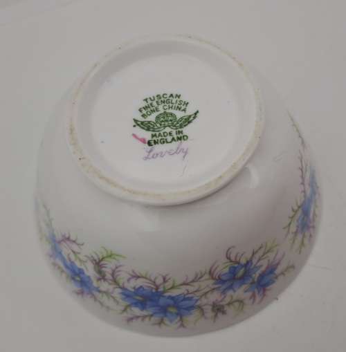 Antique  Tuscan Fine English bone China `Lovely` Greamer and Sugar Bowl