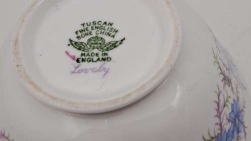 Antique  Tuscan Fine English bone China `Lovely` Greamer and Sugar Bowl