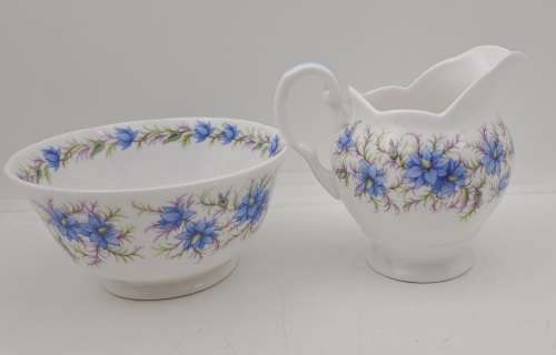 Antique  Tuscan Fine English bone China `Lovely` Greamer and Sugar Bowl