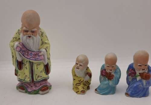 4 Shou Xing Chinese Star God of Longevity Figurines