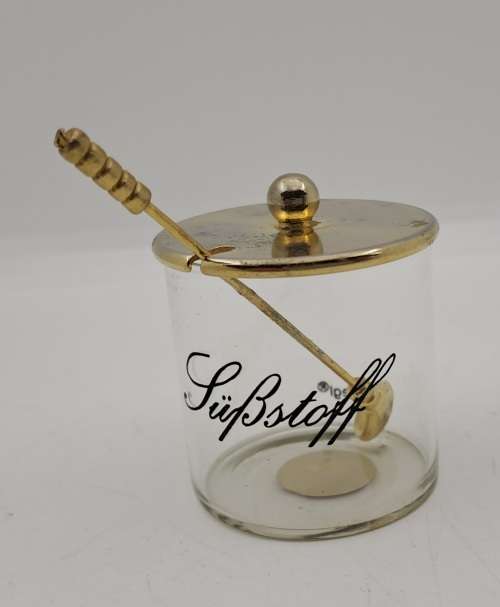 Vintage Siegl 24 Karat Gold plated and glass mustard preserve pot made in Germany