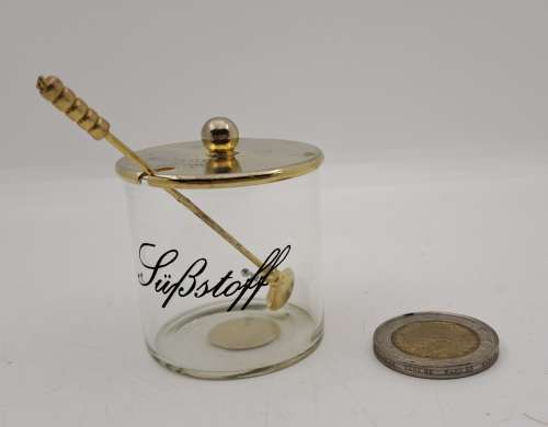 Vintage Siegl 24 Karat Gold plated and glass mustard preserve pot made in Germany
